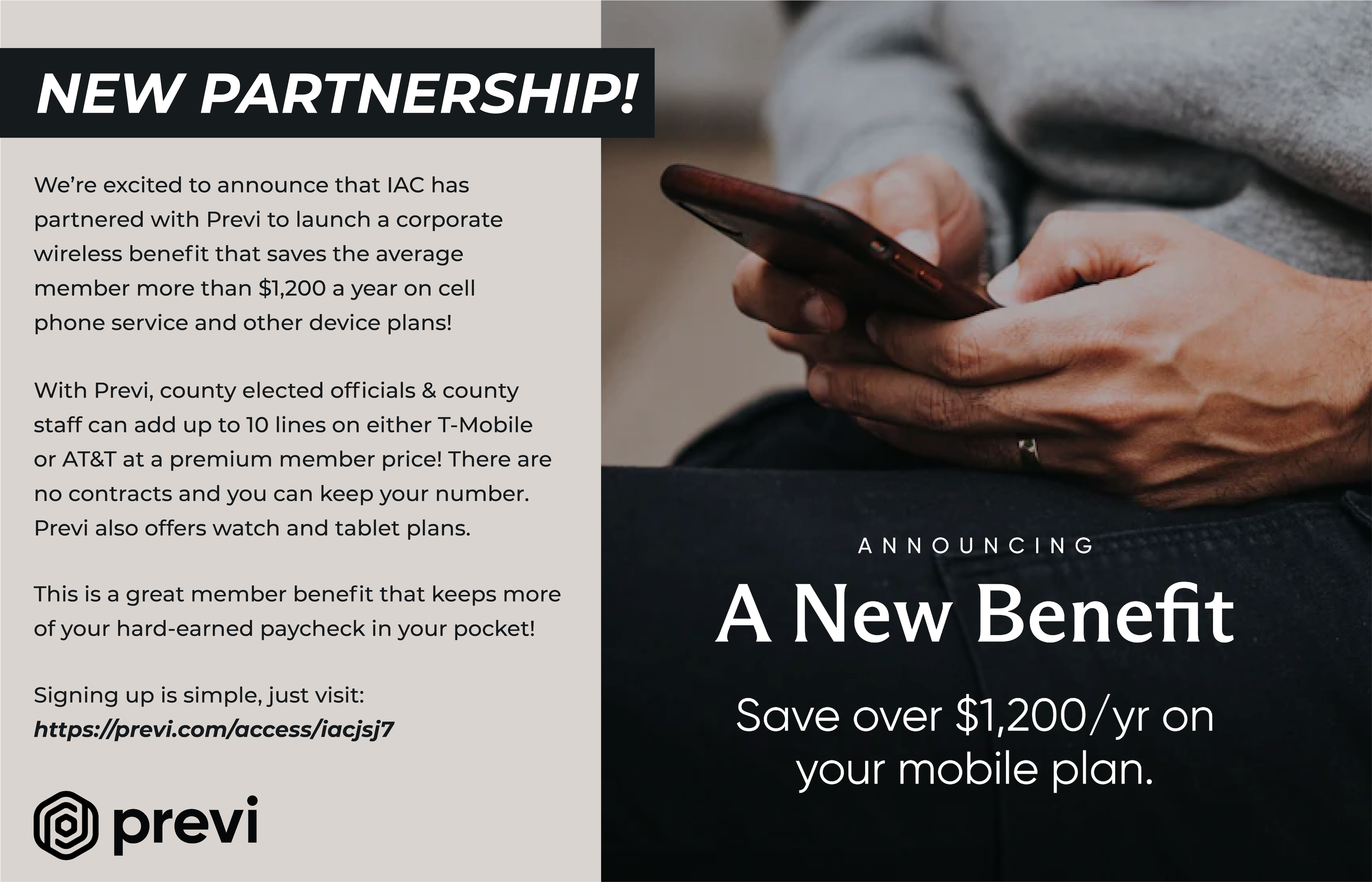 IAC Partners with Previ to Offer Member Benefits on Mobile Plans